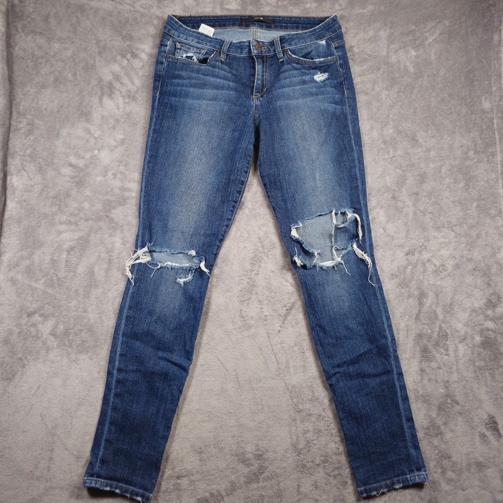 Joes Jeans Womens The Icon Mid Rise Skinny Ankle Distressed Blue Jeans Size 29